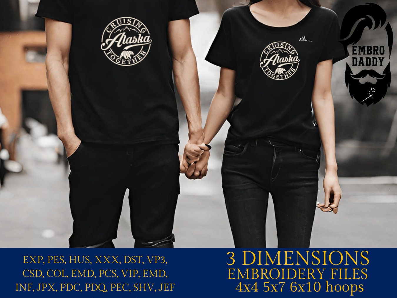 Machine Embroidery files, Cruising Alaska together, PES, xxx, hus & more, embroidery files