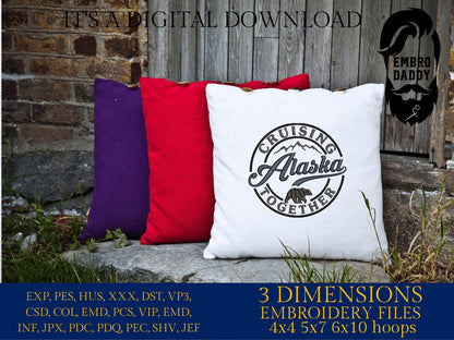 Machine Embroidery files, Cruising Alaska together, PES, xxx, hus & more, embroidery files
