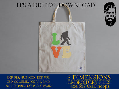 Machine Embroidery files, love bigfoot, PES, xxx, hus & more