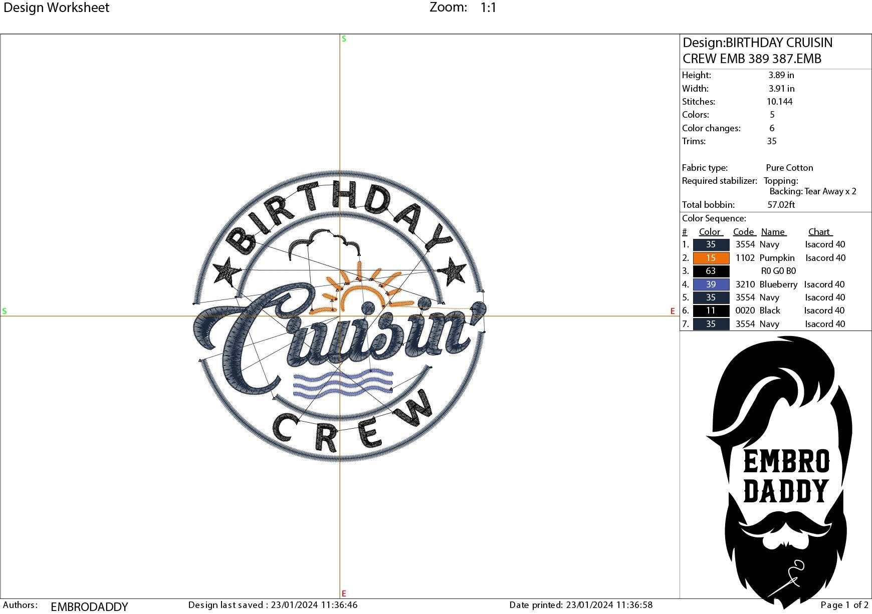Machine Embroidery files, birthday cruisin' crew, PES, xxx, hus & more, embroidery files