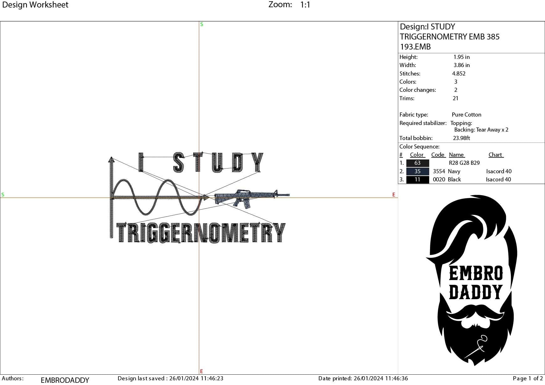 Machine Embroidery files, I study triggernometry, PES, xxx, hus & more