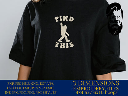 Machine Embroidery files, find this, Bigfoot pes, Big Foot, Yeti, Sasquatch PES, xxx, hus & more