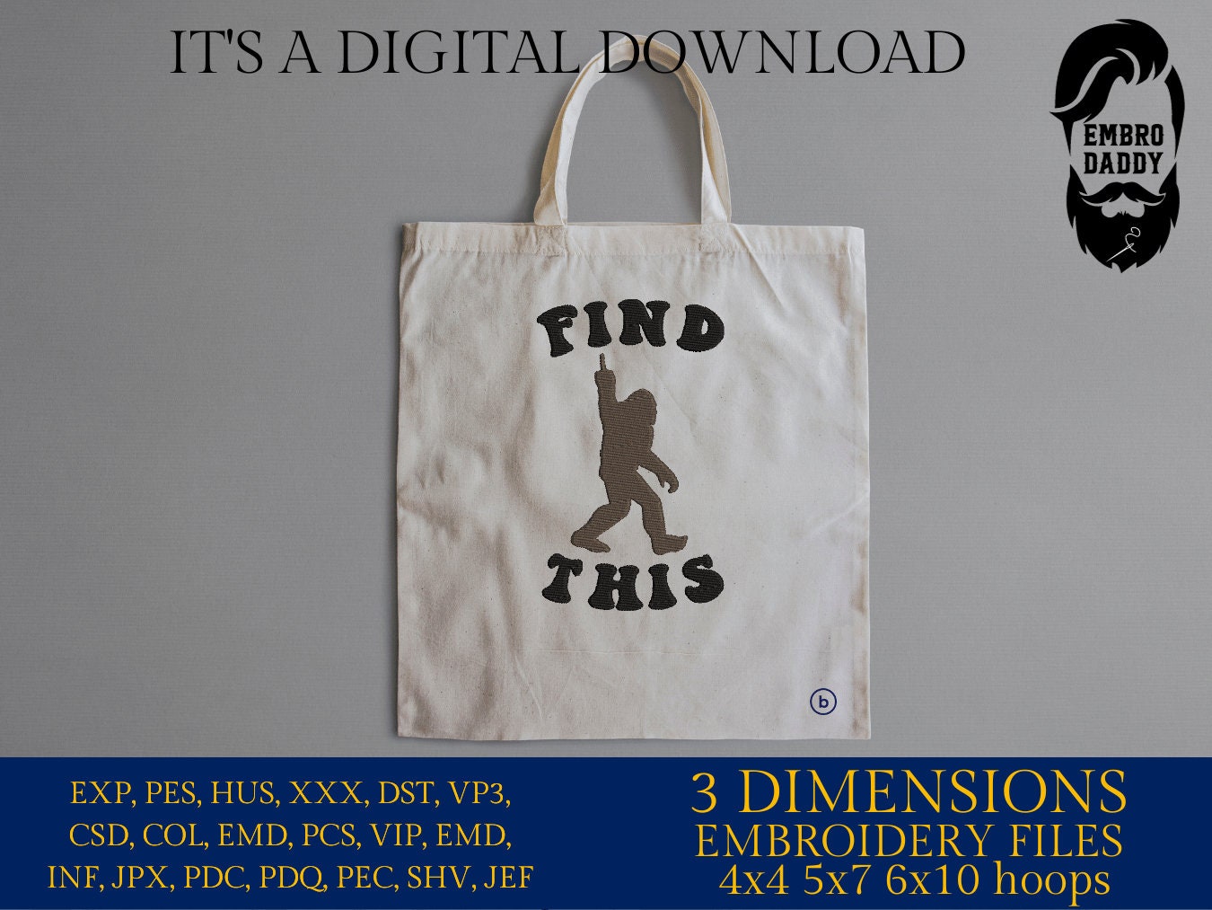 Machine Embroidery files, find this, Bigfoot pes, Big Foot, Yeti, Sasquatch PES, xxx, hus & more