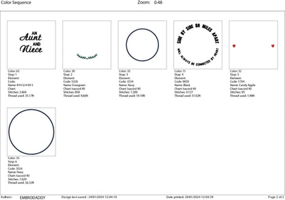 Machine Embroidery files, side by side or miles apart an Aunt and Niece, embroidery files, PES, xxx, hus & more, embroidery files
