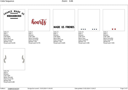 Machine Embroidery files, chance made us neighbors, PES, xxx, hus & more, embroidery files