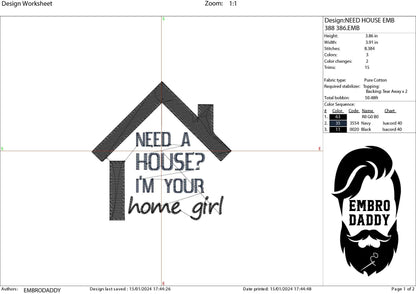 Machine Embroidery files, I'm your home girl, PES, dst xxx, hus & more