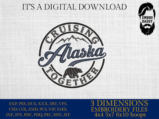 Machine Embroidery files, Cruising Alaska together, PES, xxx, hus & more, embroidery files