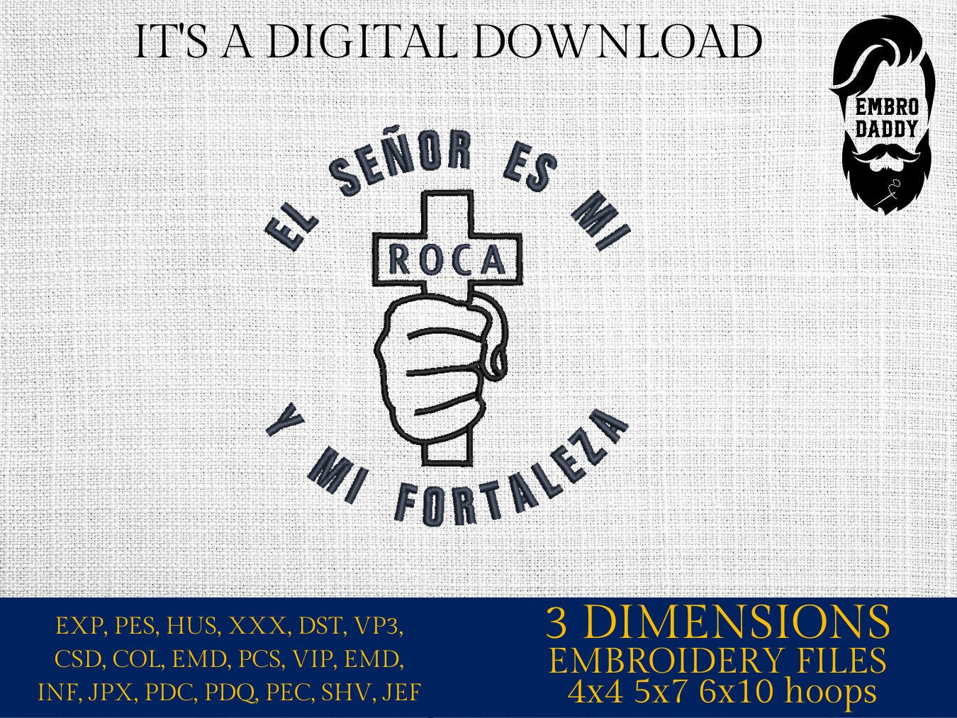 Machine Embroidery files, El Señor es mi roca , Hispanic Christian PES ...