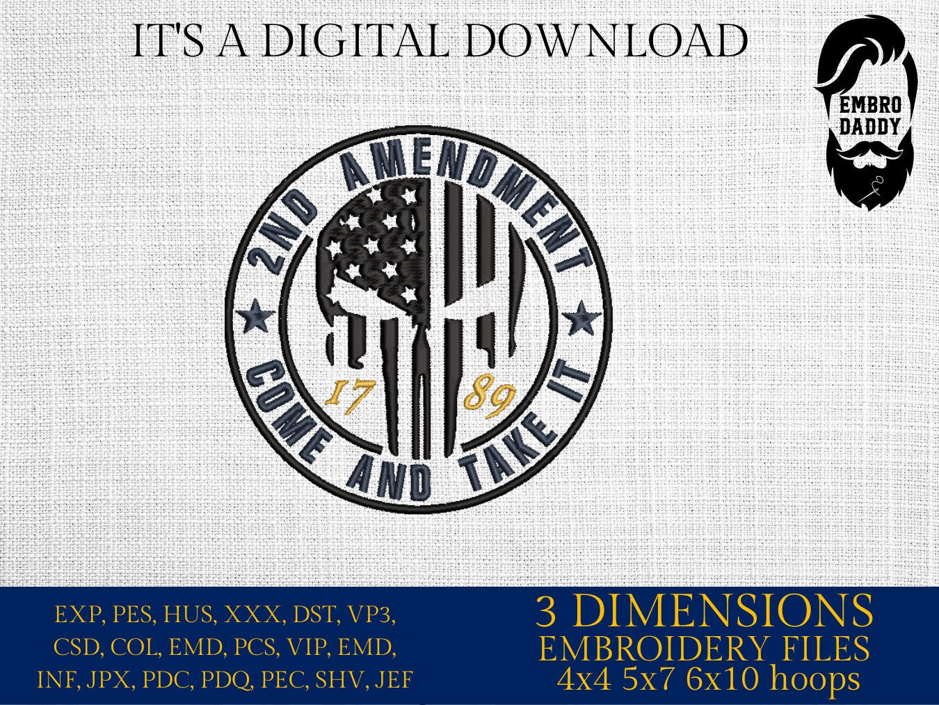 Machine Embroidery files, American Flag, 1776, skull, badass, PES, dst, xxx hus & more
