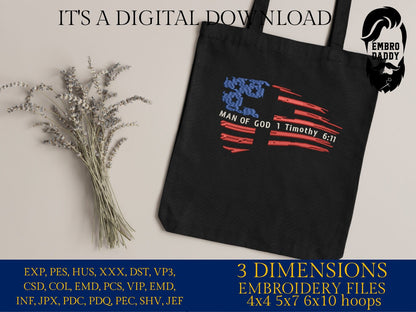 Machine Embroidery files, USA flag, Man Of God, PES, DST, xxx, hus & more