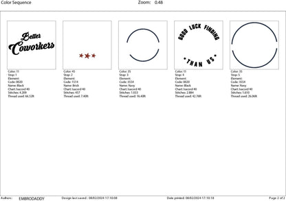 Machine Embroidery files, good luck finding better coworkers, PES, xxx, hus & more, embroidery files