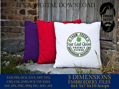 Machine Embroidery files, Four Leaf Clover, St. Patrick day, PES, DST, xxx, hus & more