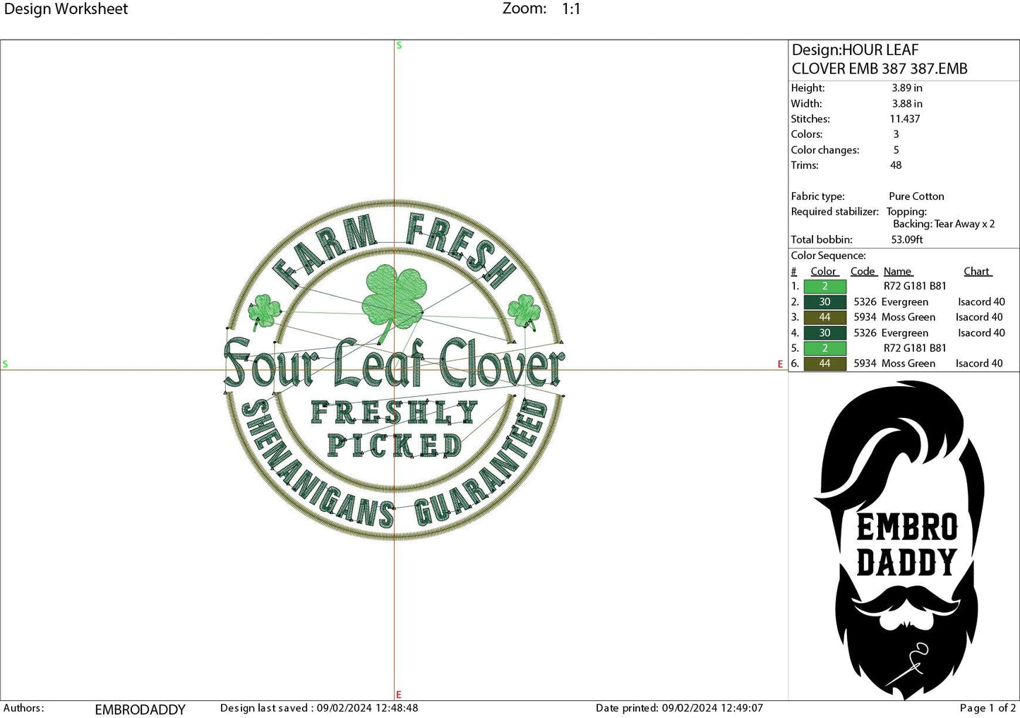 Machine Embroidery files, Four Leaf Clover, St. Patrick day, PES, DST, xxx, hus & more