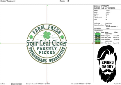 Machine Embroidery files, Four Leaf Clover, St. Patrick day, PES, DST, xxx, hus & more