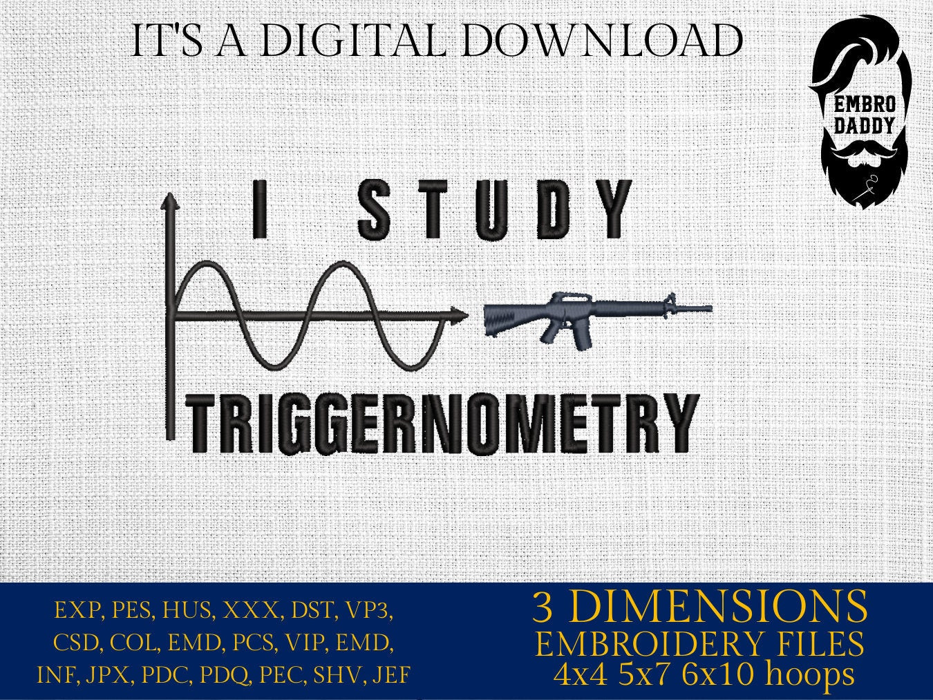 Machine Embroidery files, I study triggernometry, PES, xxx, hus & more