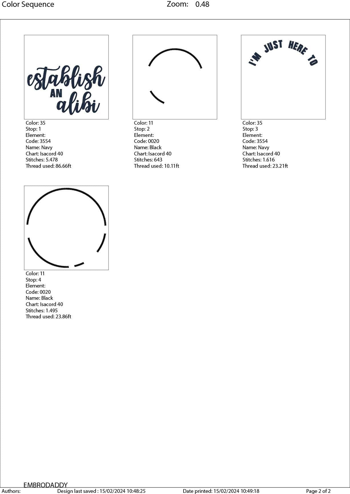 Machine Embroidery files, I'm just here to establish an alibi, funny, dst, PES, xxx, hus & more