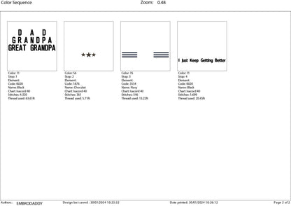 Machine Embroidery files, Dad, Grandad, Great Grandpa, PES, xxx hus & more