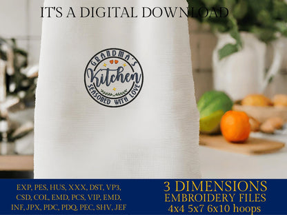 Machine Embroidery files, grandma's Kitchen , PES, DST, xxx, hus & more