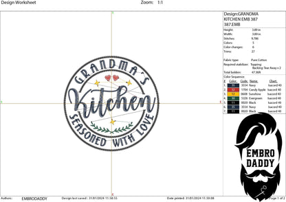 Machine Embroidery files, grandma's Kitchen , PES, DST, xxx, hus & more