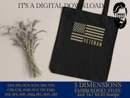Machine Embroidery files, American Flag, veteran, PES, dst, xxx hus & more