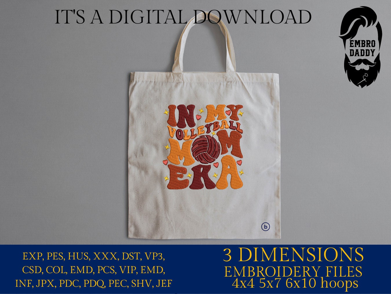 Machine Embroidery files, in my volleyball mom era, embroidery files, PES, xxx, hus & more, embroidery files