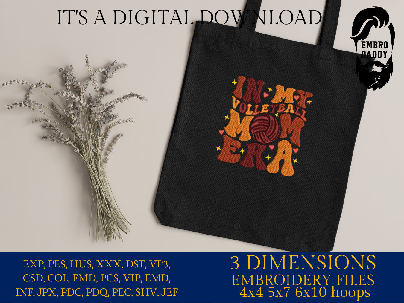 Machine Embroidery files, in my volleyball mom era, embroidery files, PES, xxx, hus & more, embroidery files