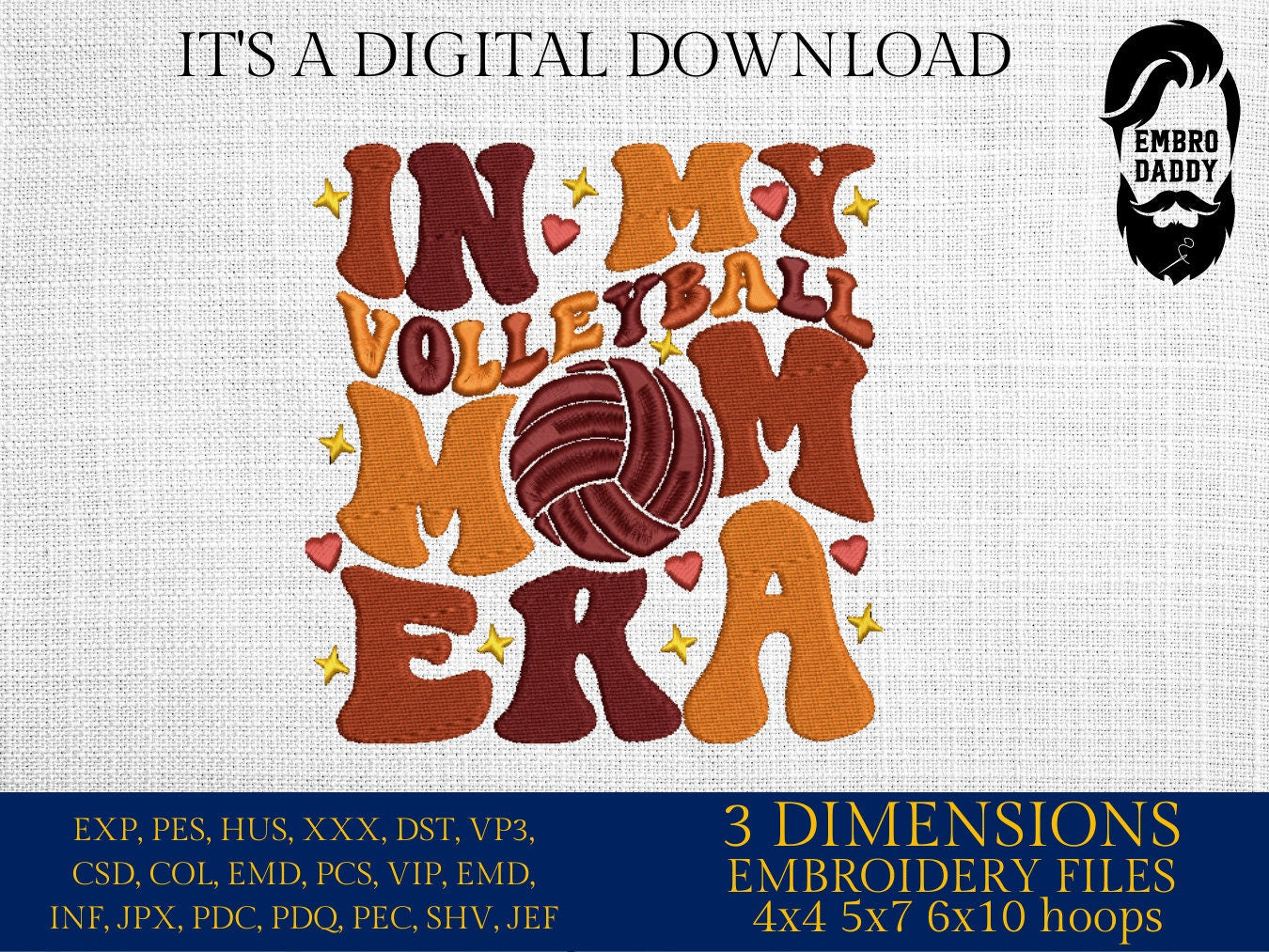 Machine Embroidery files, in my volleyball mom era, embroidery files, PES, xxx, hus & more, embroidery files