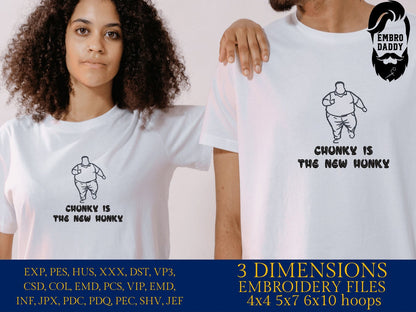 Machine Embroidery files, chunky is the new hunky, funny embroidery files, DST, PES, hus & more