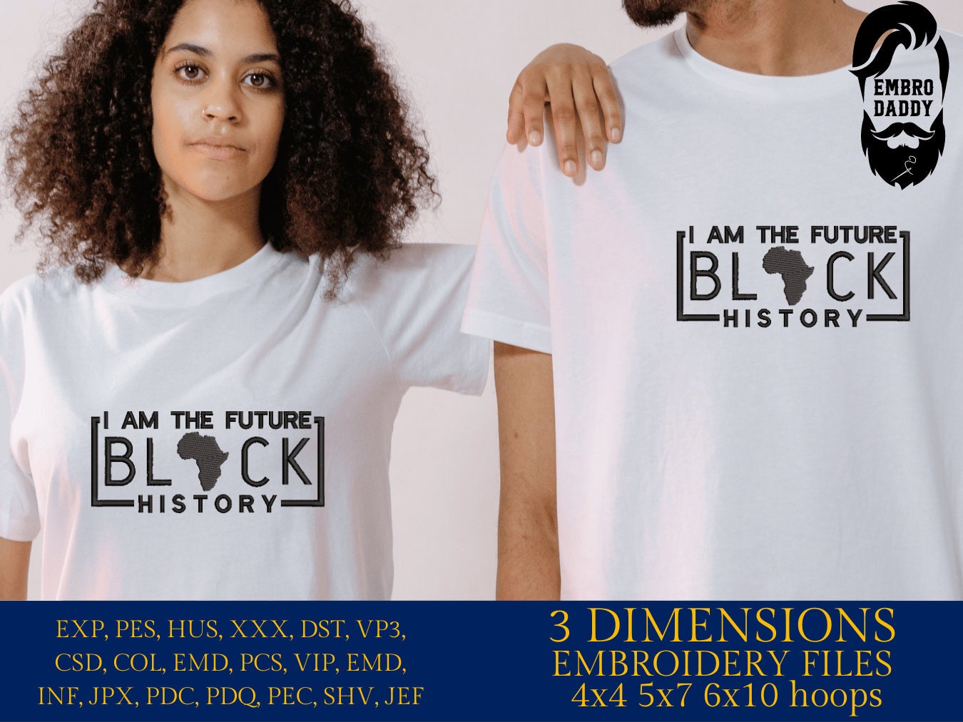 Machine Embroidery files, I am the future Black History, PES, xxx, hus & more, embroidery files