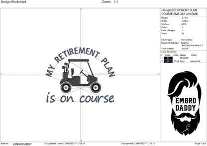 Machine Embroidery files, My retirement plan, golf, PES, DST, hus & more