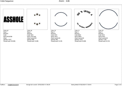 Machine Embroidery files, 100 % grade a As*hole, PES, DST, xxx, hus and more