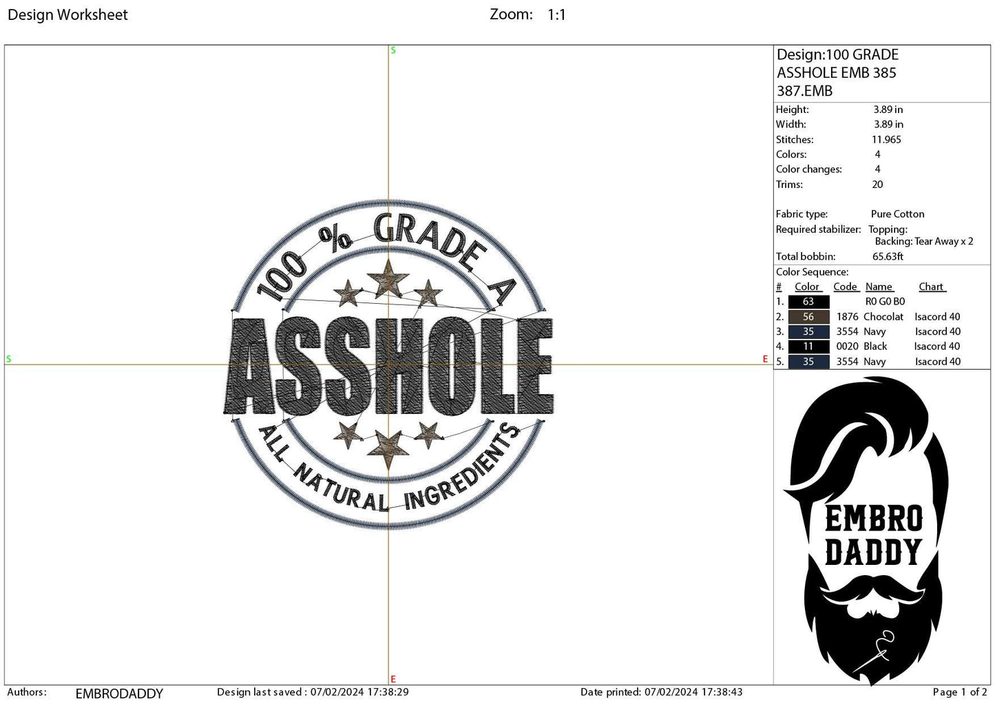 Machine Embroidery files, 100 % grade a As*hole, PES, DST, xxx, hus and more