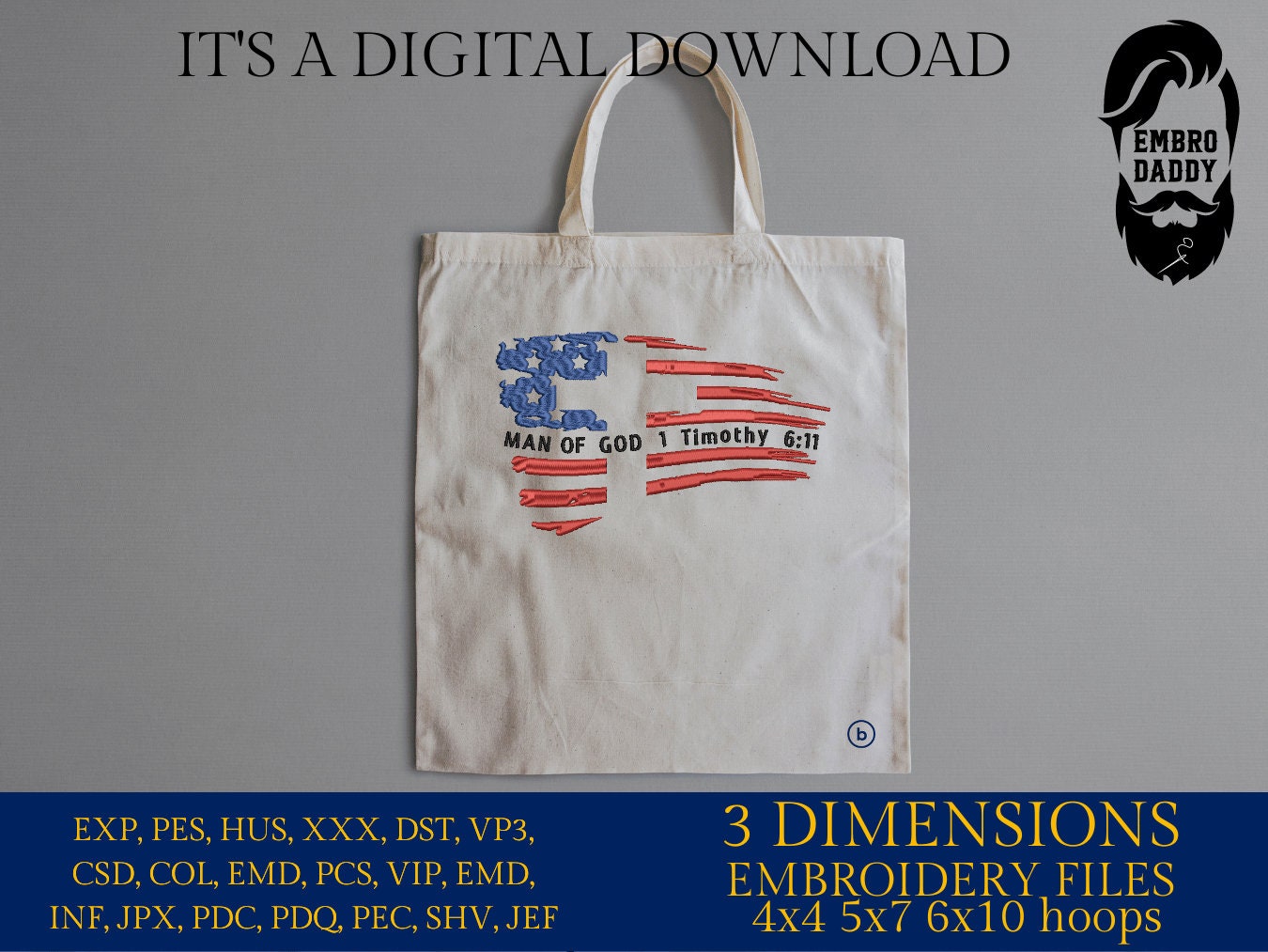 Machine Embroidery files, USA flag, Man Of God, PES, DST, xxx, hus & more