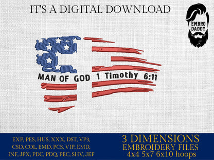 Machine Embroidery files, USA flag, Man Of God, PES, DST, xxx, hus & more