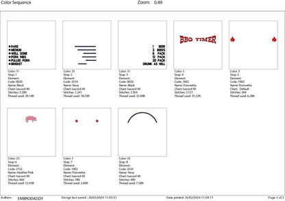 Machine Embroidery files, BBQ timer, drink, funny, dst, PES, hus & more