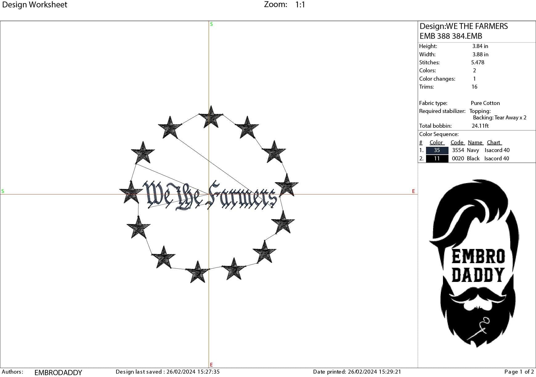 Machine embroidery files, We the Farmers, PES, DST, hus & more
