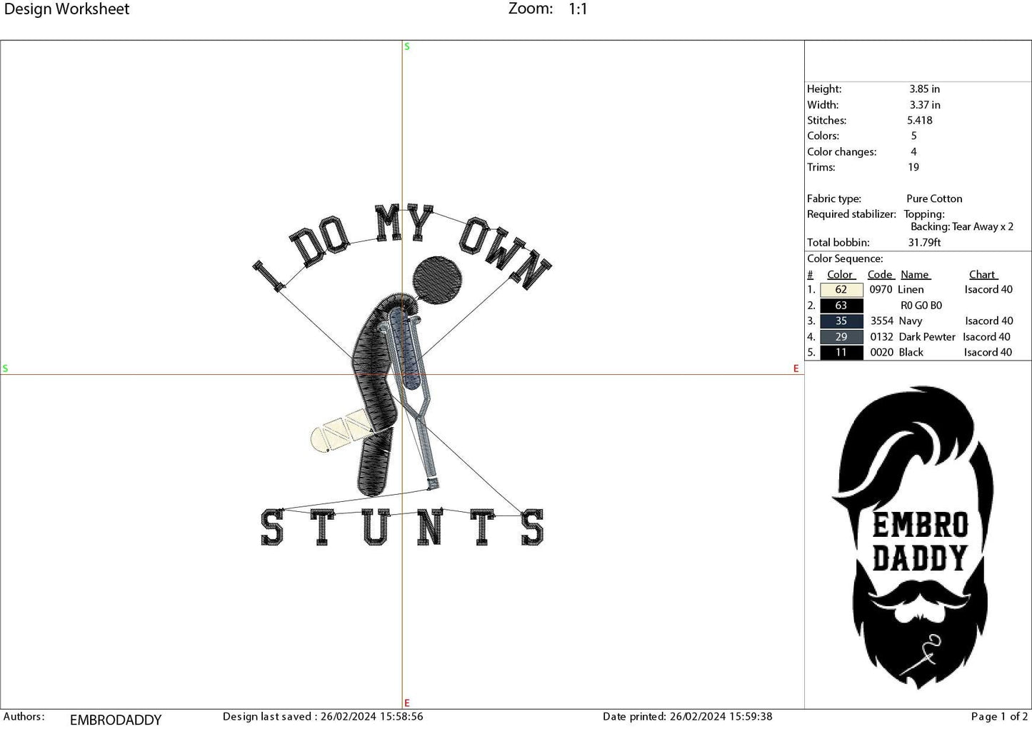 Machine Embroidery files, I Do All My Own Stunts, Broken Leg, Funny Injury, Cute Birthday Gift, Surgery, Get Well PES, DST, xxx, hus & more