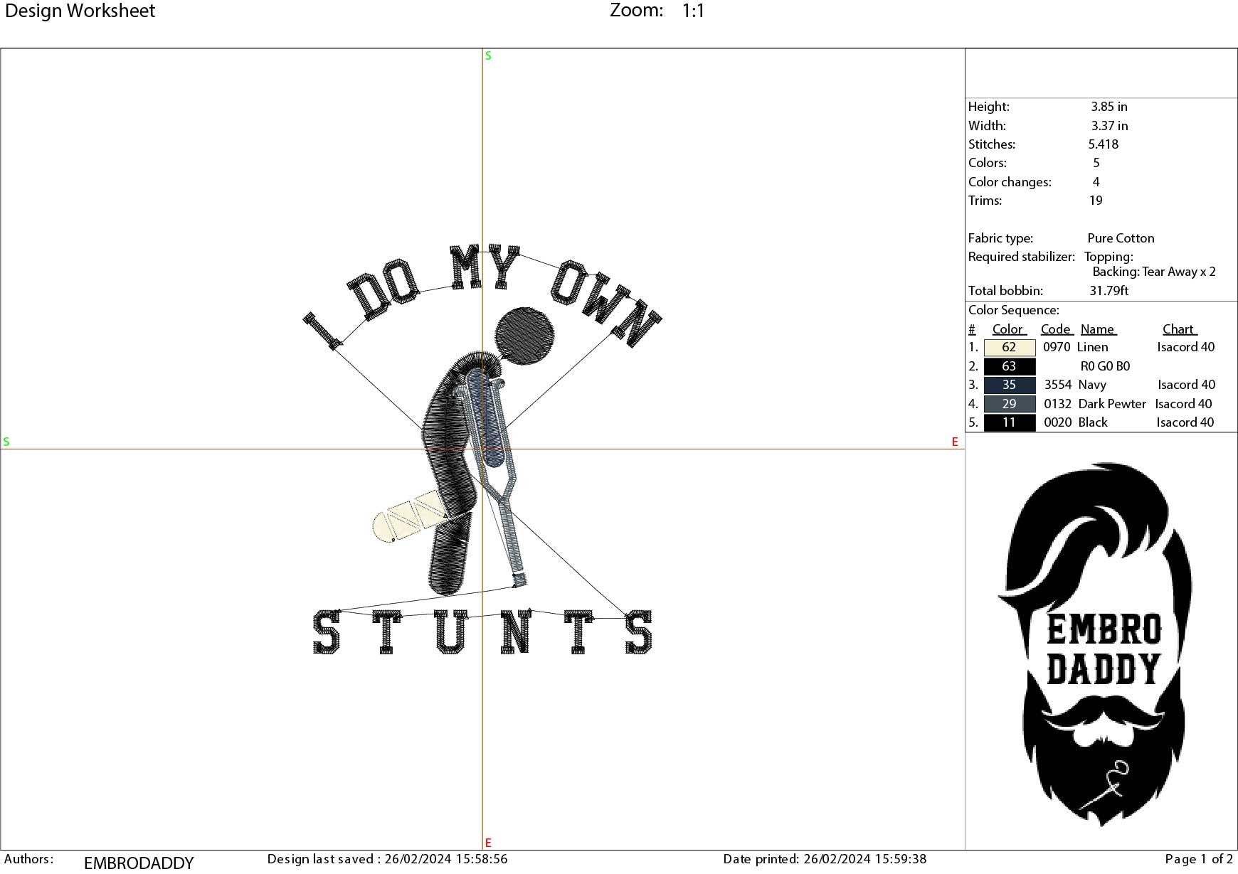 Machine Embroidery files, I Do All My Own Stunts, Broken Leg, Funny Injury, Cute Birthday Gift, Surgery, Get Well PES, DST, xxx, hus & more