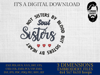 Machine embroidery files, Soul Sisters, PES, DST, hus & more