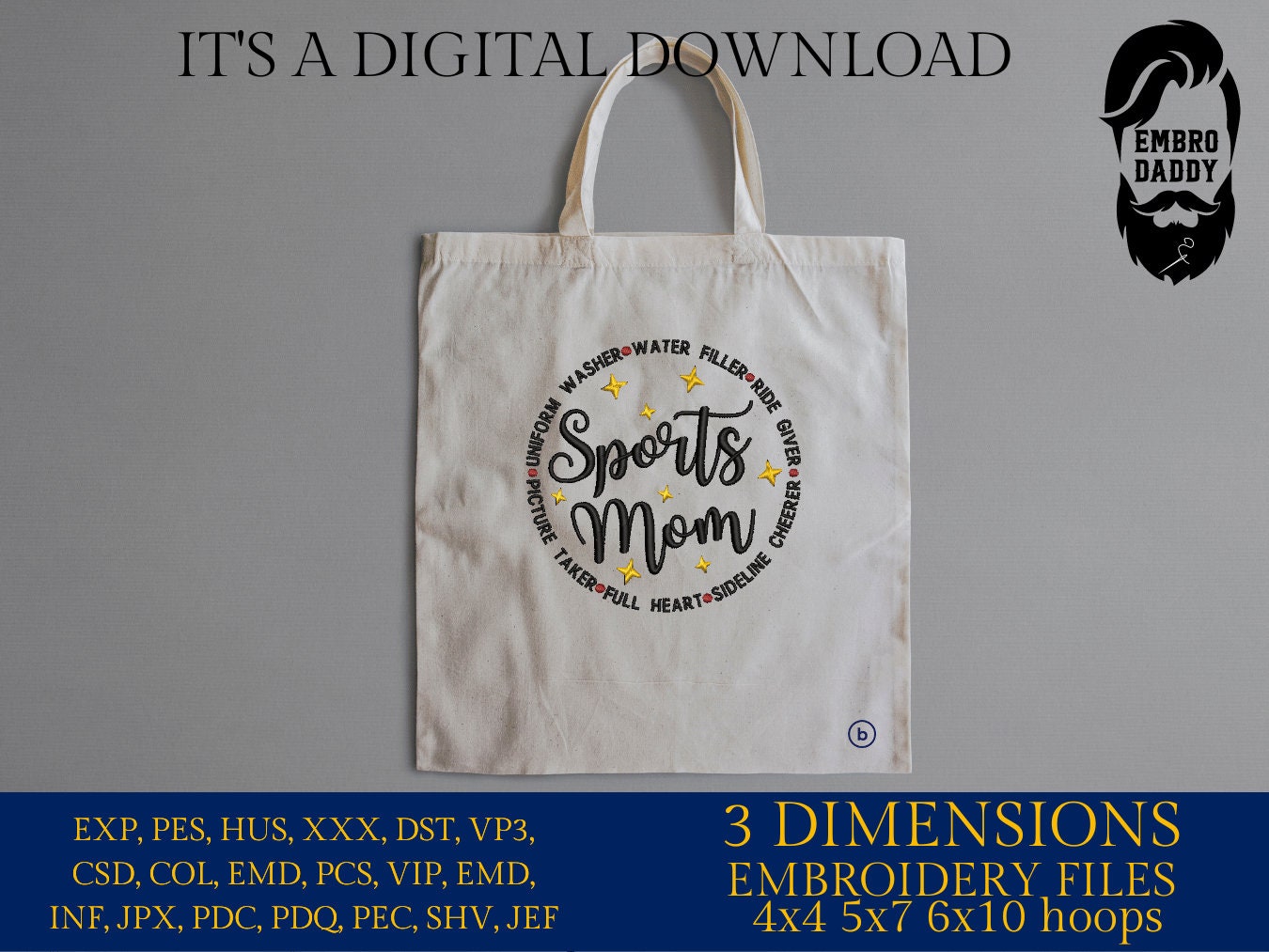 Machine Embroidery files, Sports Mom, funny, PES, DST, xxx, hus & more