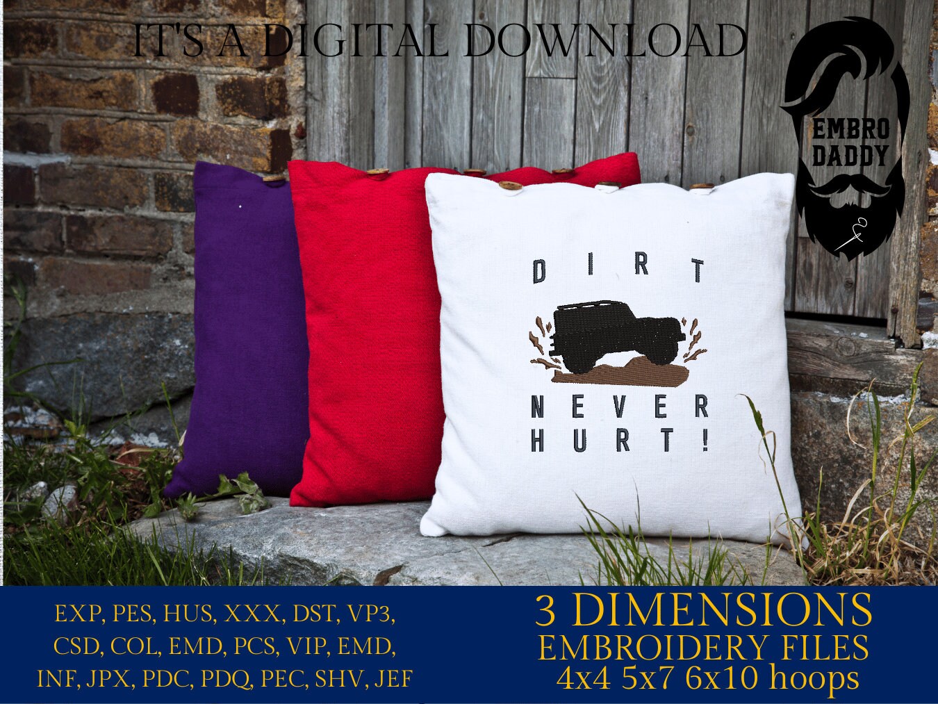 Machine Embroidery files, dirt never hurt!, dst, PES, xxx, hus & more