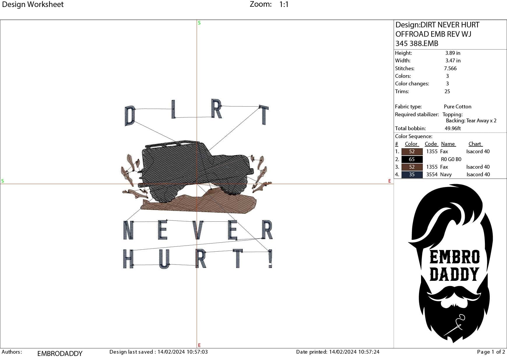 Machine Embroidery files, dirt never hurt!, dst, PES, xxx, hus & more