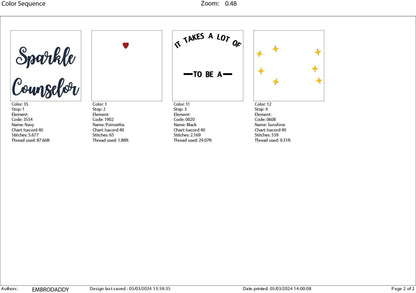 Machine Embroidery files, It takes a lot of Sparkle to be a Counselor, PES, xxx, hus & more, embroidery files