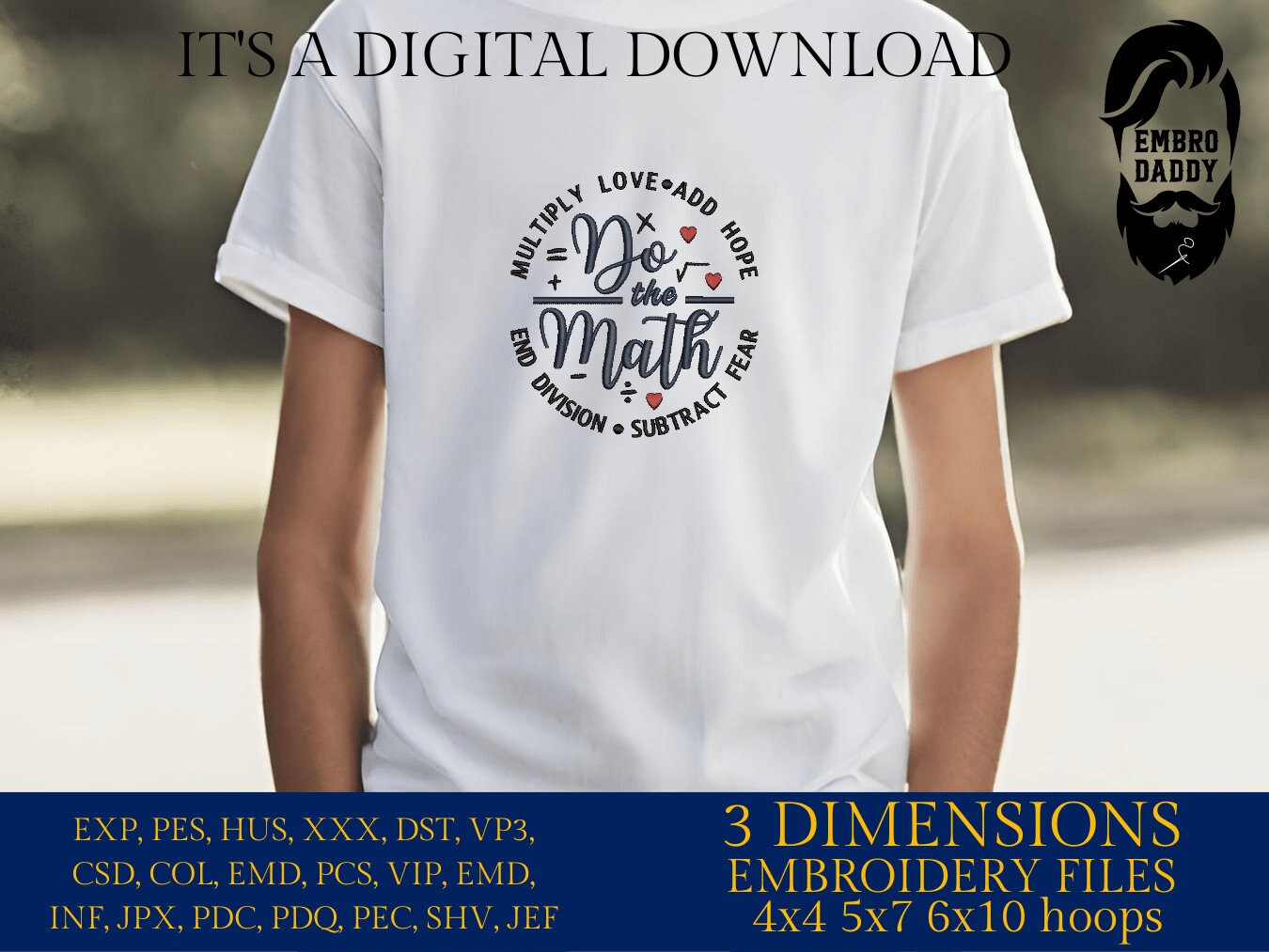 Machine Embroidery files, Do the Math, Math Teachers, DST, PES, xxx, hus & more