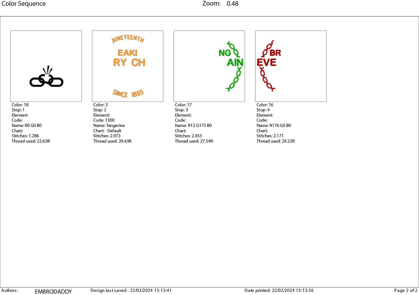 Machine Embroidery files, Juneteenth Breaking every chain since 1865, PES, hus, dst, vp3 & more