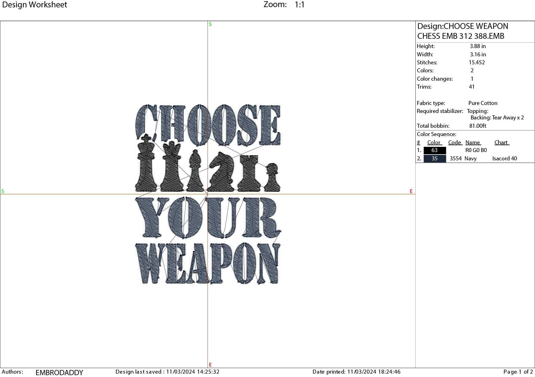 Machine Embroidery files, Choose your weapon, Chess, PES, xxx, hus & more, fan embroidery files