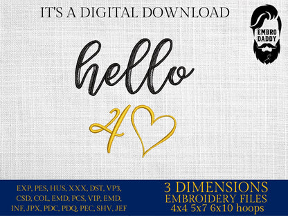 Machine Embroidery files, hello 40, 40 th birthday , 40 years old, DST, PES, xxx, hus & more
