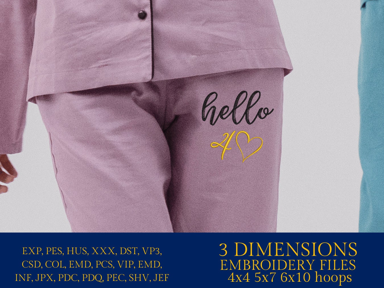 Machine Embroidery files, hello 40, 40 th birthday , 40 years old, DST, PES, xxx, hus & more