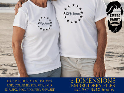 Machine embroidery files, We the Farmers, PES, DST, hus & more