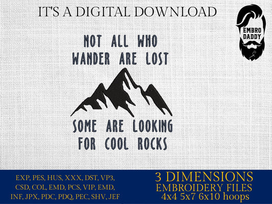 Machine Embroidery files, some are looking for cool rocks, climbers, PES, DST, xxx, hus & more